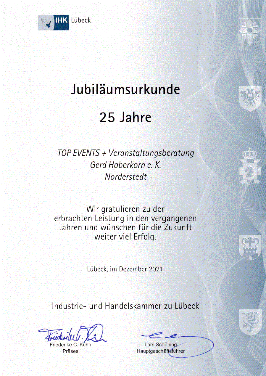 Jubiläumsurkunde